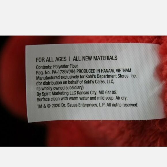 Dr. Seuss FOX IN SOCKS 18" Red Plush Soft Stuffed Animal by Kohls Cares For Kids - Picture 6 of 6